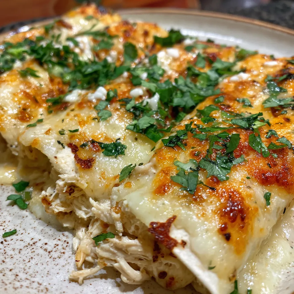 Creamy White Chicken Enchiladas - Andrew Taste